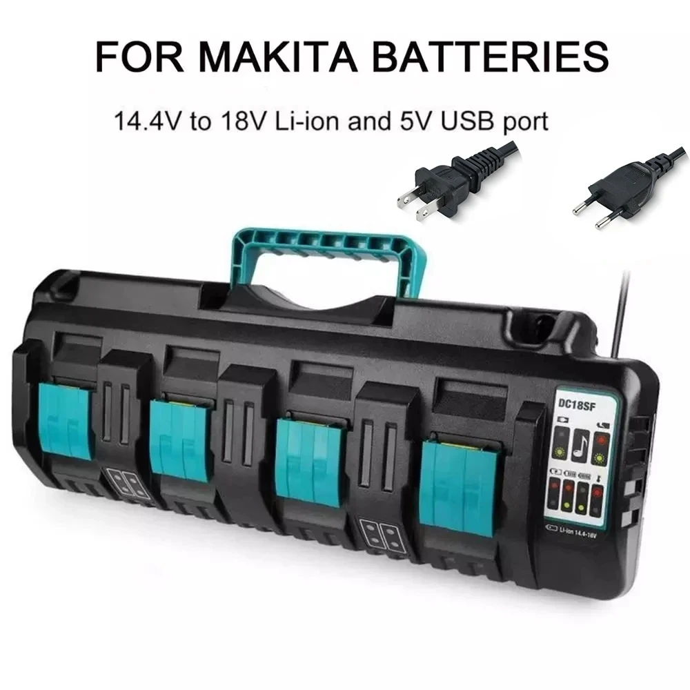 Зарядное устройство Makita Double Eddie Ion, 18 В, 14,4 В, 4A, DC18RD, DC18SF, 14,4 В, 18 В, 20 В, BL1830, BL1840, BL1850, BL1860, Bl1430 Изображение 2