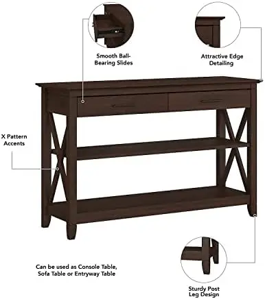 Западный консольный столик с выдвижными ящиками и полками из вишни Bing Изображение 2