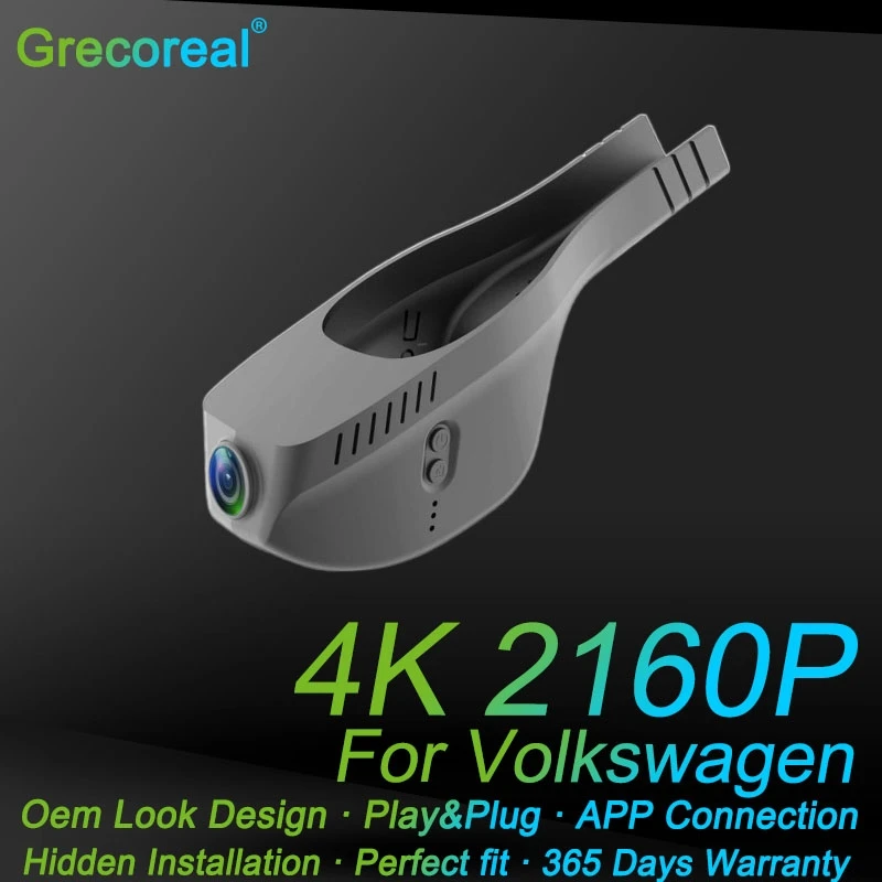 Grecoreal Dashcam 4K Wifi 2160P Play Plug Dash Cam Фронтальная Видеорегистраторная Камера Автомобильный Видеорегистратор для Volkswagen Tiguan Atlas Arteon Jetta CC T Roc Изображение 0