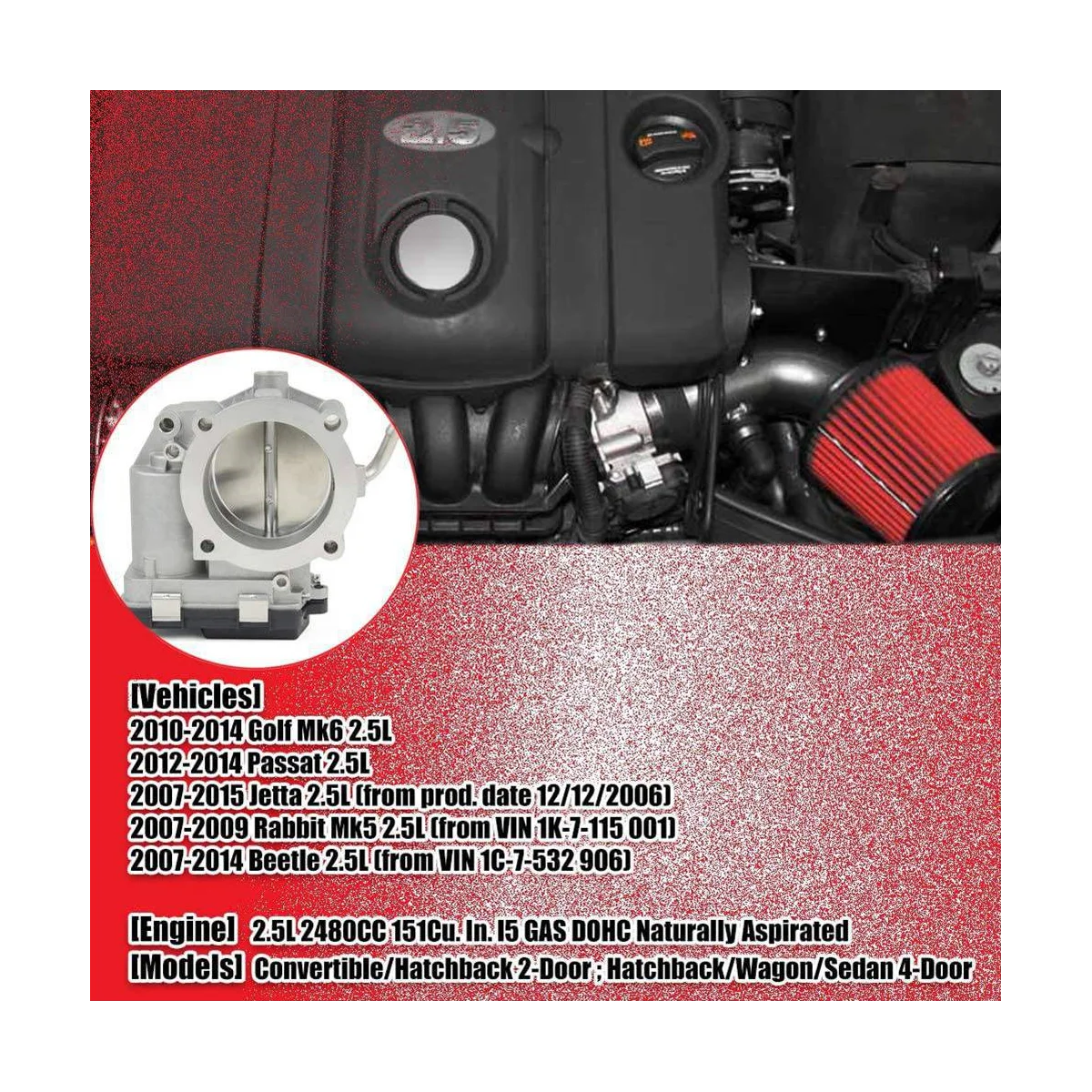 07K133062A 07K 133 062A Дроссельный Клапан В сборе для Volkswagen Jetta Beetle Golf Passat Rabbit 2.5L 2008-2014 Изображение 3