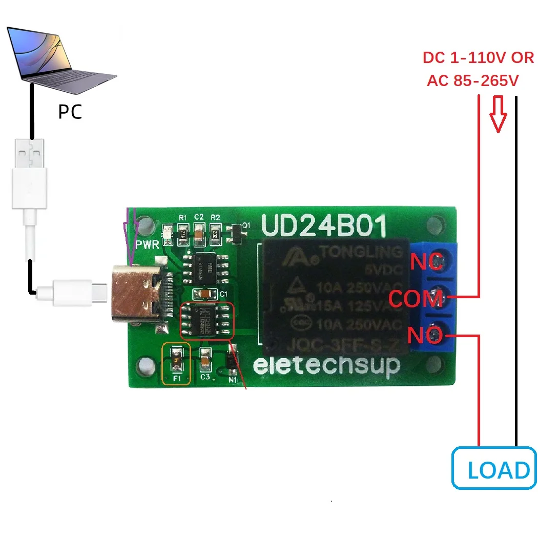 1 шт DC 5V 12V Релейный модуль TYPE-C USB TTL232, переключатель последовательного порта PC UART для Arduiuo MEGA Изображение 1