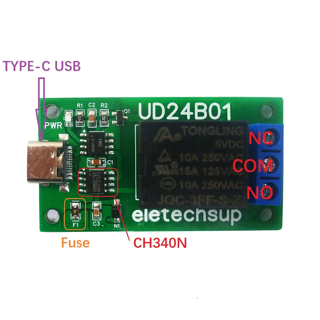 1 шт DC 5V 12V Релейный модуль TYPE-C USB TTL232, переключатель последовательного порта PC UART для Arduiuo MEGA Изображение 2