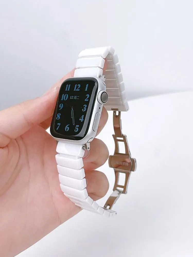 Керамический браслет-звено для Apple Watch ultra strap 49 мм 44 мм 42 мм 38 мм 40 44 мм роскошные iWatch серии 8 7 6 se 5 4 3 41 45 мм Ремешок Изображение 4