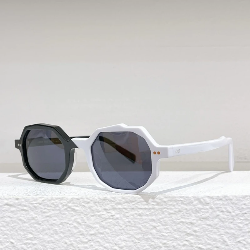 Известный Японский модный бренд James Мужские и женские солнцезащитные очки Круглые ацетатные ретро солнцезащитные очки Роскошные Женские солнцезащитные очки с футляром Изображение 0