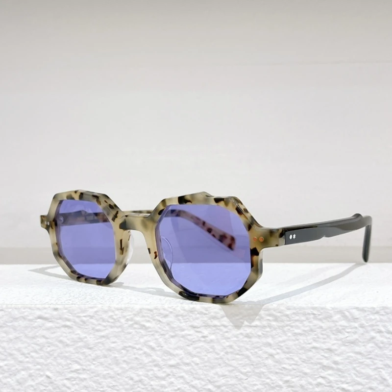 Известный Японский модный бренд James Мужские и женские солнцезащитные очки Круглые ацетатные ретро солнцезащитные очки Роскошные Женские солнцезащитные очки с футляром Изображение 2