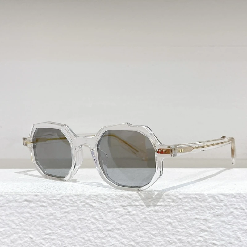 Известный Японский модный бренд James Мужские и женские солнцезащитные очки Круглые ацетатные ретро солнцезащитные очки Роскошные Женские солнцезащитные очки с футляром Изображение 4