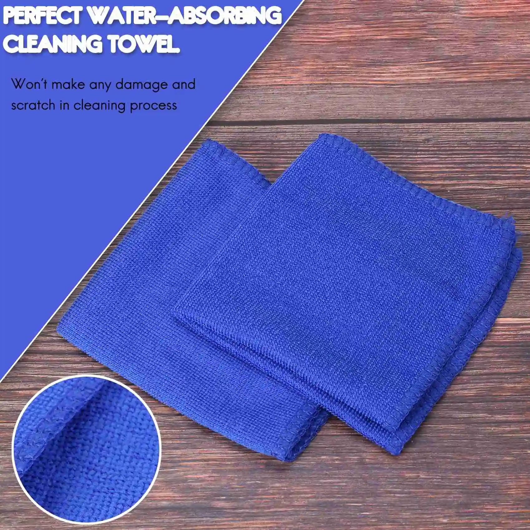 20шт Впитывающее полотенце из микрофибры для мытья автомобиля, дома, кухни, чистая ткань для мытья посуды синего цвета Изображение 0