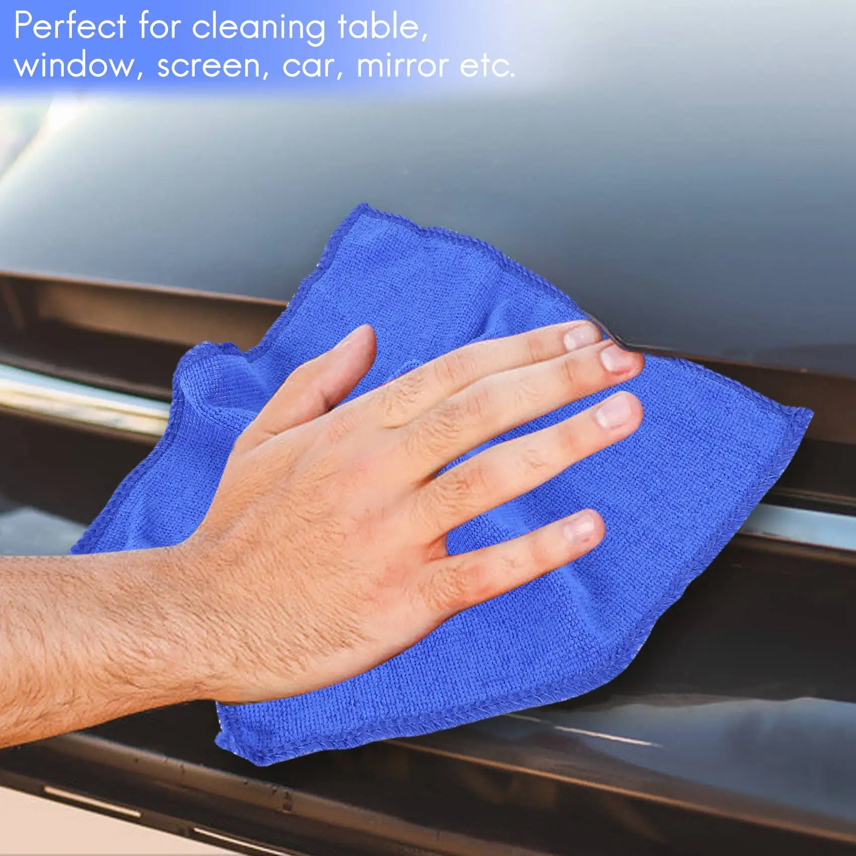 20шт Впитывающее полотенце из микрофибры для мытья автомобиля, дома, кухни, чистая ткань для мытья посуды синего цвета Изображение 3