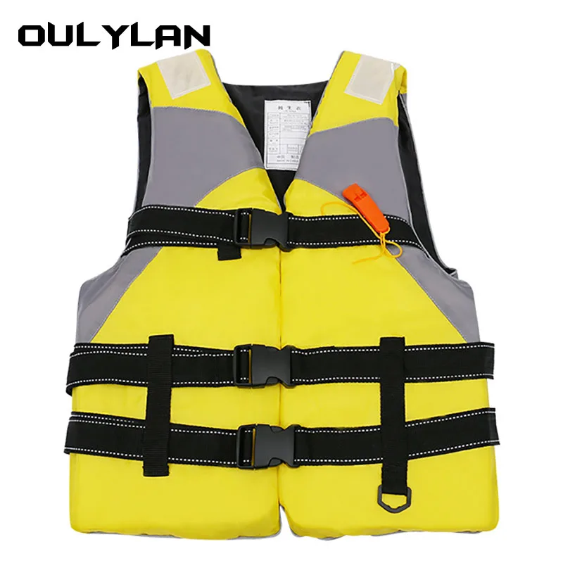 Спасательный жилет Oulylan с регулируемой плавучестью, детский костюм для плавания на открытом воздухе, детский спасательный жилет из полиэстера со свистком Изображение 0