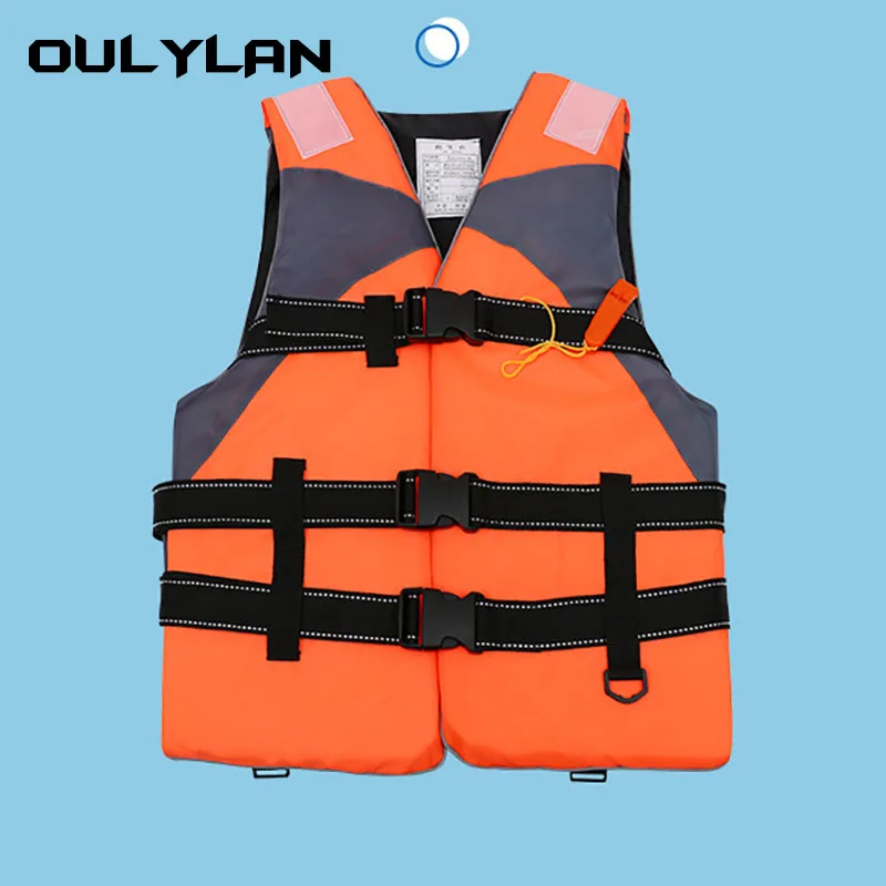 Спасательный жилет Oulylan с регулируемой плавучестью, детский костюм для плавания на открытом воздухе, детский спасательный жилет из полиэстера со свистком Изображение 1
