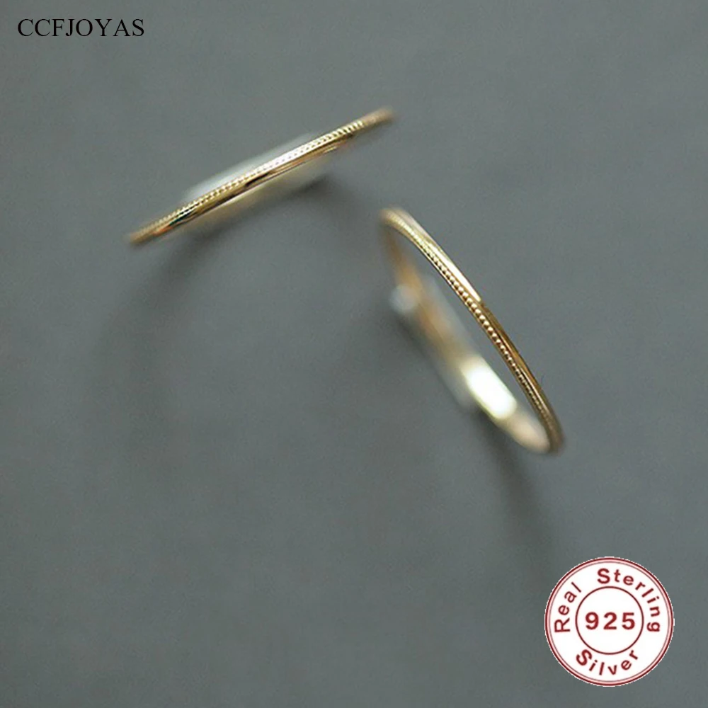CCFJOYAS, тонкое кольцо из 100% стерлингового серебра 925 пробы, простые наращиваемые кольца INS для женщин, украшения для пальцев Изображение 0