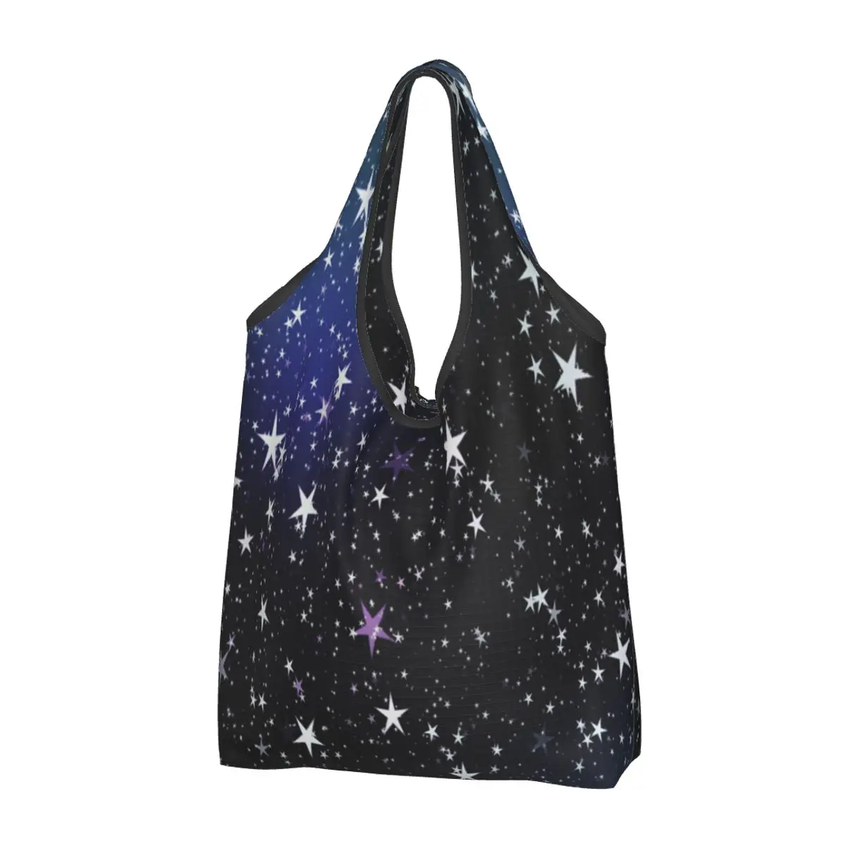 Женская повседневная сумка для покупок с голубым небом и звездами, сумка-тоут большой емкости, портативная сумка для хранения, складные сумки Изображение 0