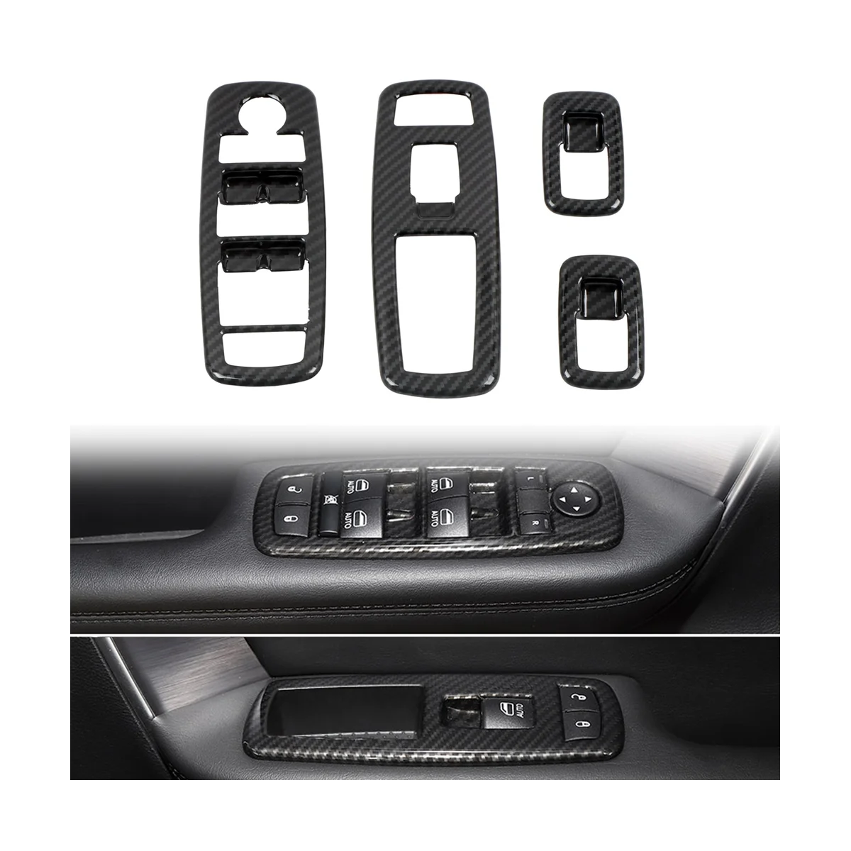 Автомобильное оконное стекло из углеродного волокна, кнопка подъема, накладка переключателя, панель дверного подлокотника для Dodge Durango 2011-2022 LHD Изображение 2