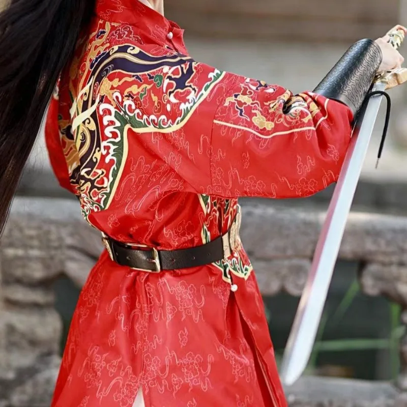 Китайская Традиционная одежда Hanfu Tang Халаты С круглым вырезом Мужчины и Женщины, любители Летучих рыб, Носят Весенние и Осенние халаты Изображение 3