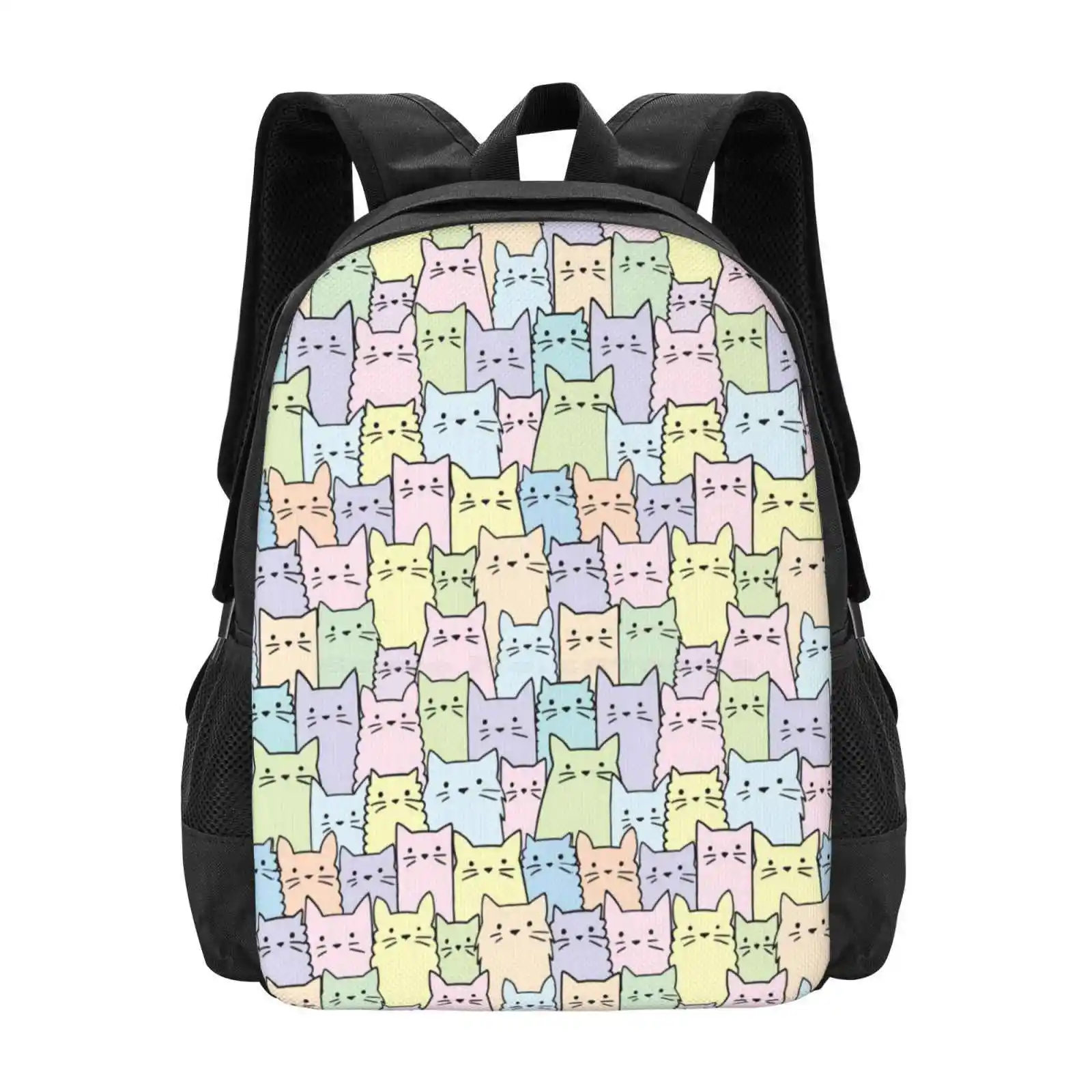 Бесшумные Кошки, Пастельные школьные рюкзаки большой емкости, сумки для ноутбуков, котята с рисунком Каваи, Милые Японцы, Токио, Норвежцы, Норвегия Изображение 0
