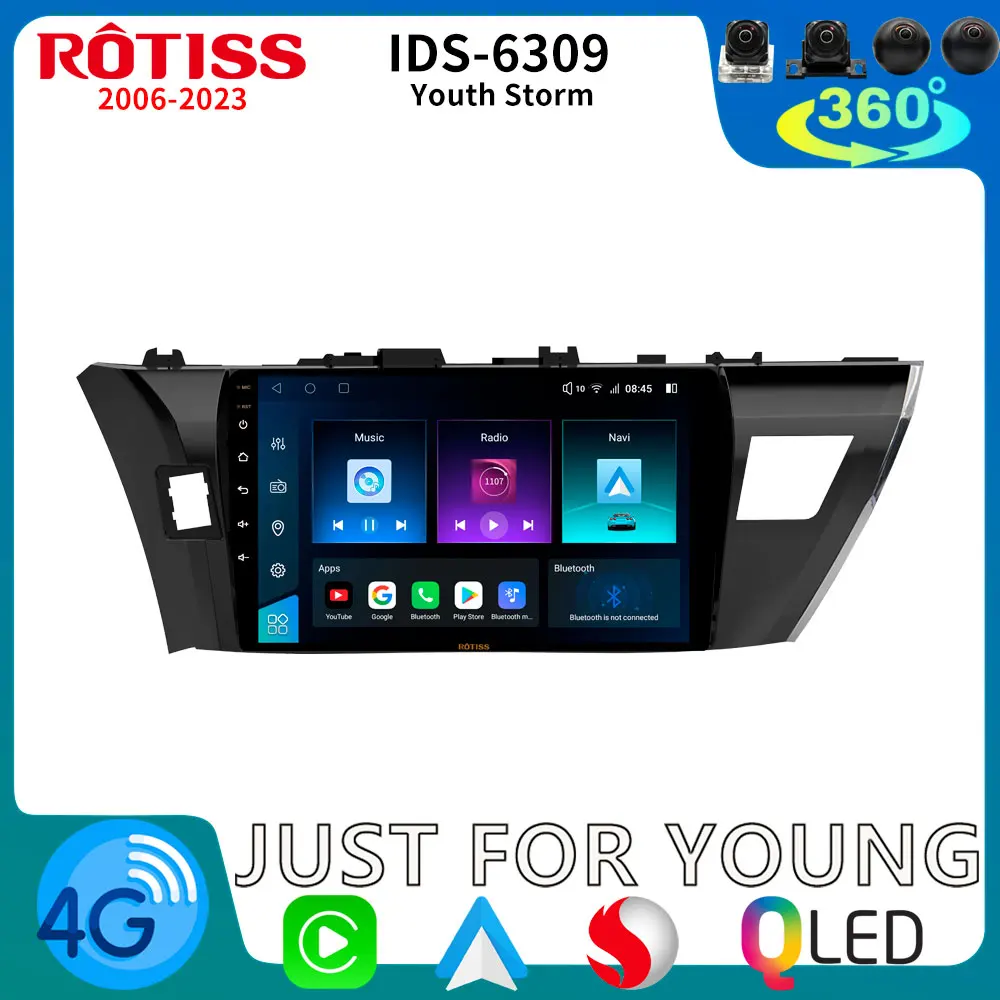 Rotiss Qualcomm 8 Core Android Автомобильный Мультимедийный Для Toyota Corolla 11 E170 Auris 2012-2016 АвтоРадио CarPlay Стерео 4G WIFI GPS Изображение 0