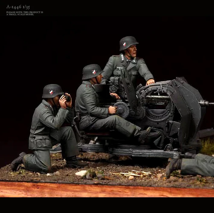 Наборы моделей солдатиков из смолы 1/35, бесцветные и собираемые самостоятельно (без пушки) A-1446 Изображение 0
