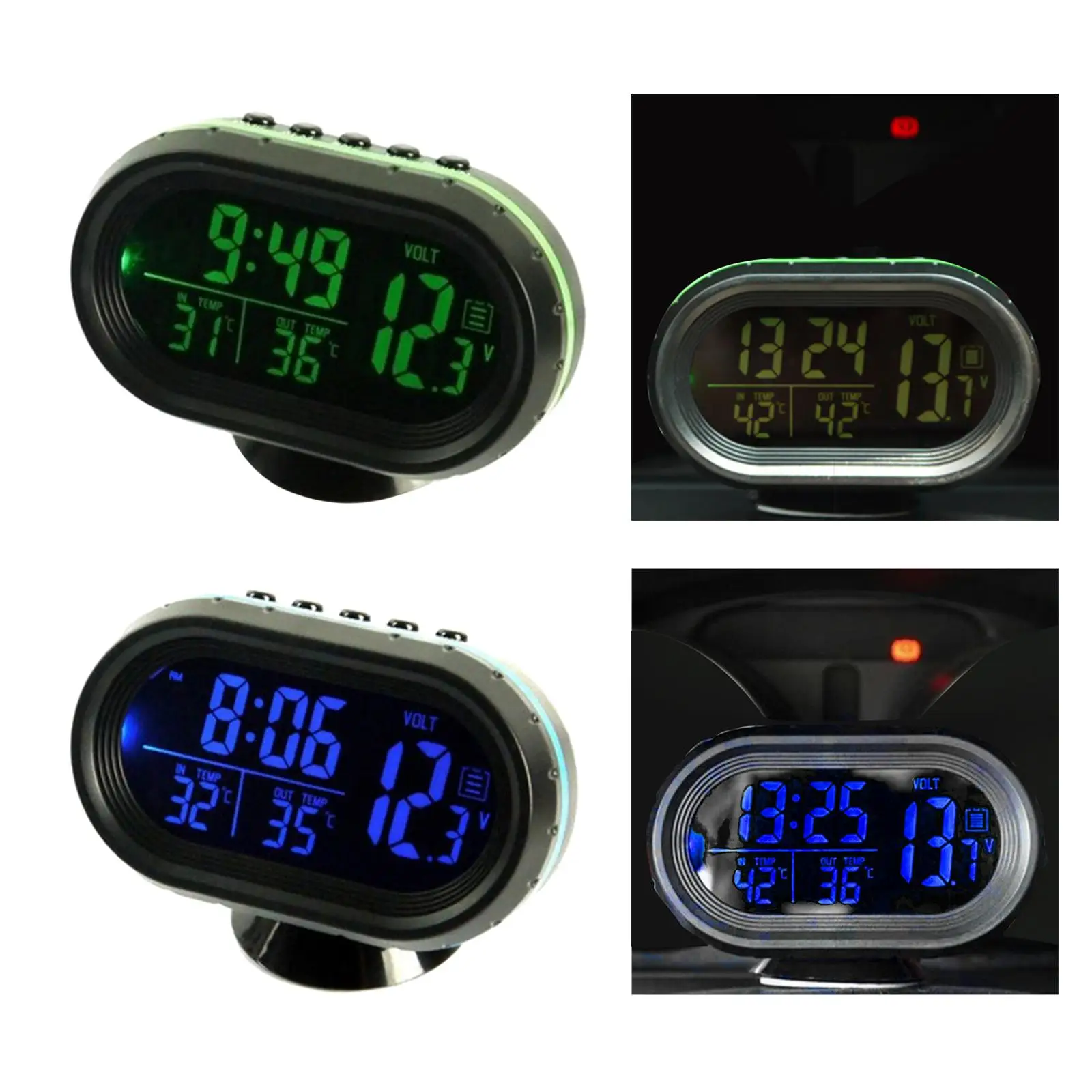 Термометр Часы Вольтметр Аксессуары Двойной датчик температуры Изображение 4
