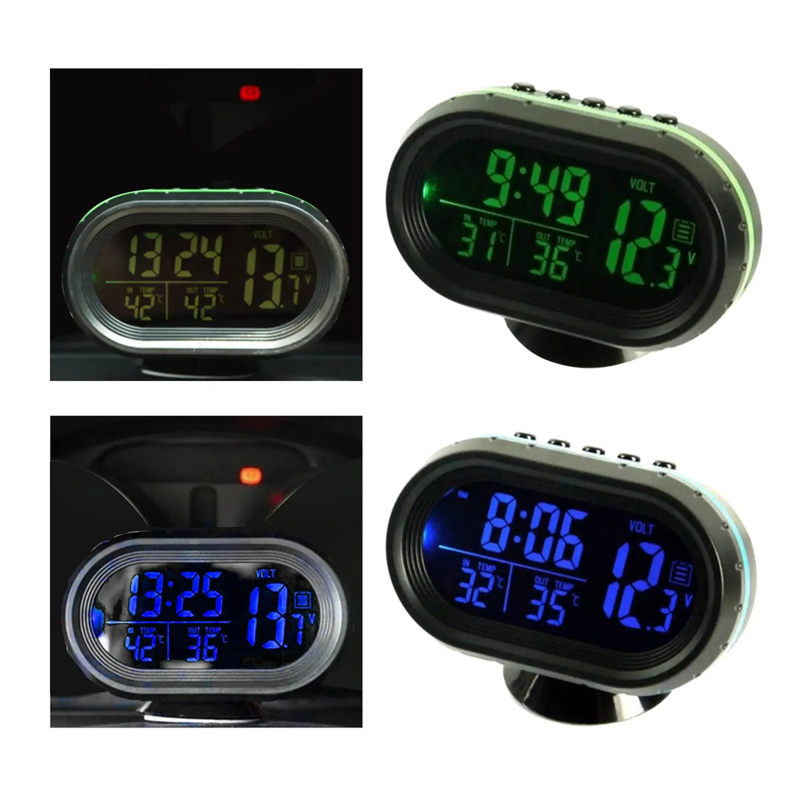 Термометр Часы Вольтметр Аксессуары Двойной датчик температуры Изображение 5