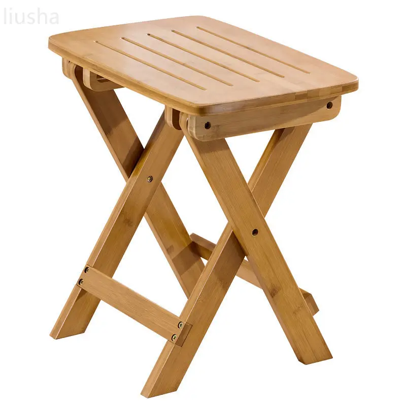 складной маленький табурет со спинкой из пластика для домашнего стула, маленькая скамейка, оптовый табурет для переодевания обуви, деревянный низкий табурет, переносной табурет-стул Изображение 4