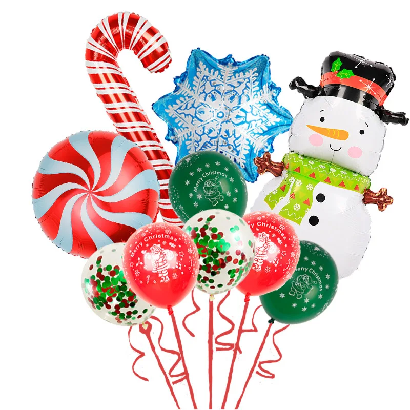 Мультяшный Рождественский шар Санта Клаус Снеговик Пряничная Рождественская Елка Лось Баллон С Новым Годом Веселая Рождественская вечеринка Декор Балон Изображение 2