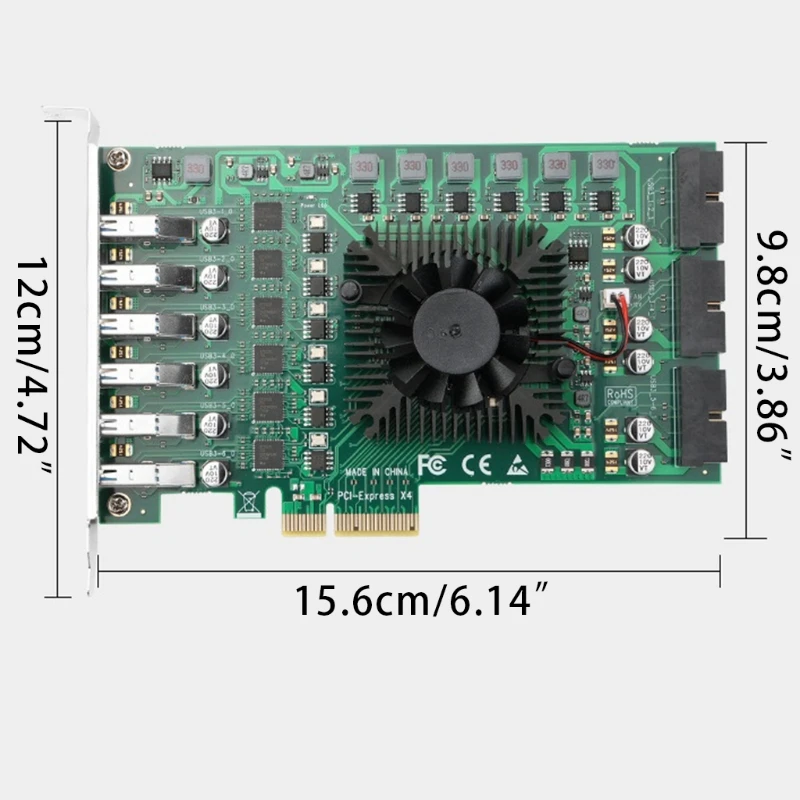 12 портов USB3.0, сверхбыстрая карта расширения PCI for EXPRESS (PCIe) для w/ 19-Pin f Dropship Изображение 5