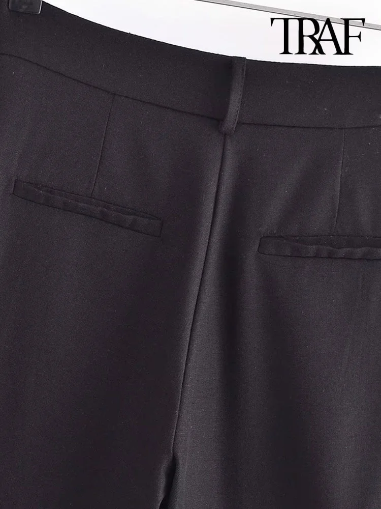 TRAF Женские модные боковые накладные карманы, шорты-карго, винтажные женские короткие брюки на молнии с высокой талией, Mujer Изображение 4