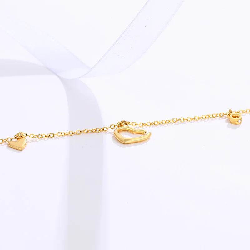 14-каратный позолоченный Элегантный браслет в виде сердца для женщин, дизайнерский женский браслет на день святого Валентина Изображение 3