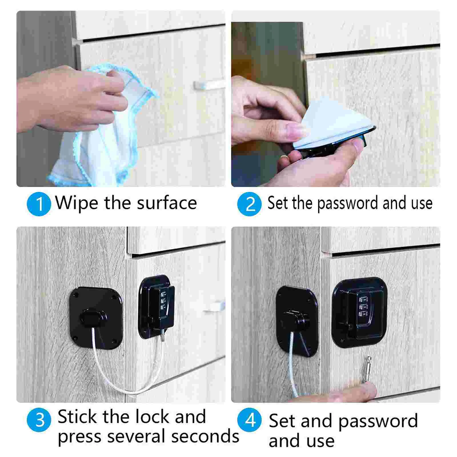 Цифровой пароль для блокировки холодильника, дверцы морозильной камеры, замок безопасности шкафа (черный) Изображение 4