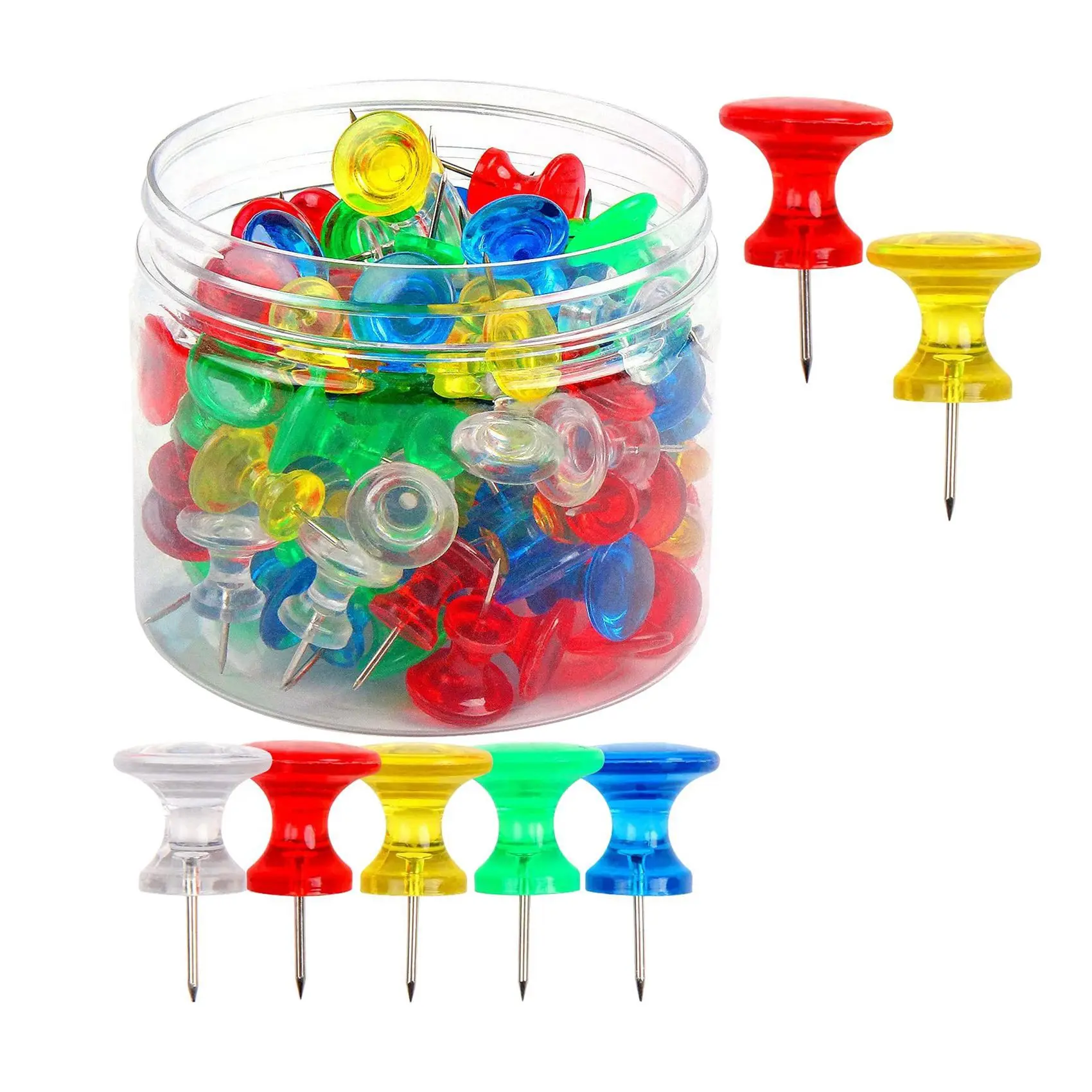 Гигантские кнопки в упаковке, 100 больших кнопок, используемых для пробковой доски объявлений в пластиковом корпусе Изображение 0
