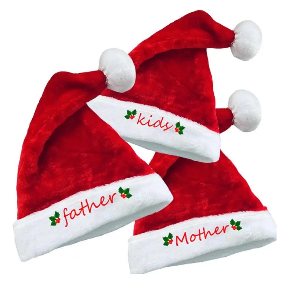Шляпа Деда Мороза, мягкая плюшевая шляпа Санта-Клауса, Праздничная Рождественская шляпа, праздничные принадлежности для всей семьи, мягкие плюшевые шляпы Санта-Клауса Изображение 0