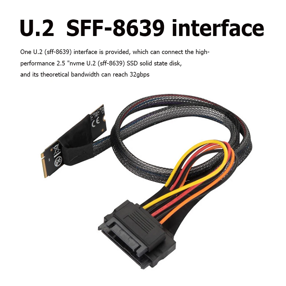 M2TO8639 Интерфейсный Кабель-адаптер M.2 M-Key to U.2 SFF-8639 с 15-контактным Разъемом SATA Для 2,5-дюймового Жесткого диска NVMe SSD Изображение 2