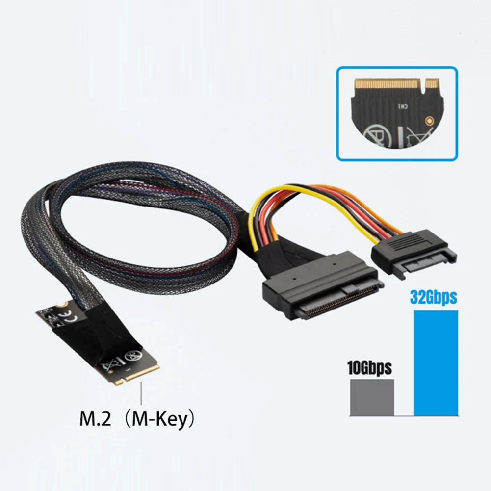 M2TO8639 Интерфейсный Кабель-адаптер M.2 M-Key to U.2 SFF-8639 с 15-контактным Разъемом SATA Для 2,5-дюймового Жесткого диска NVMe SSD Изображение 5