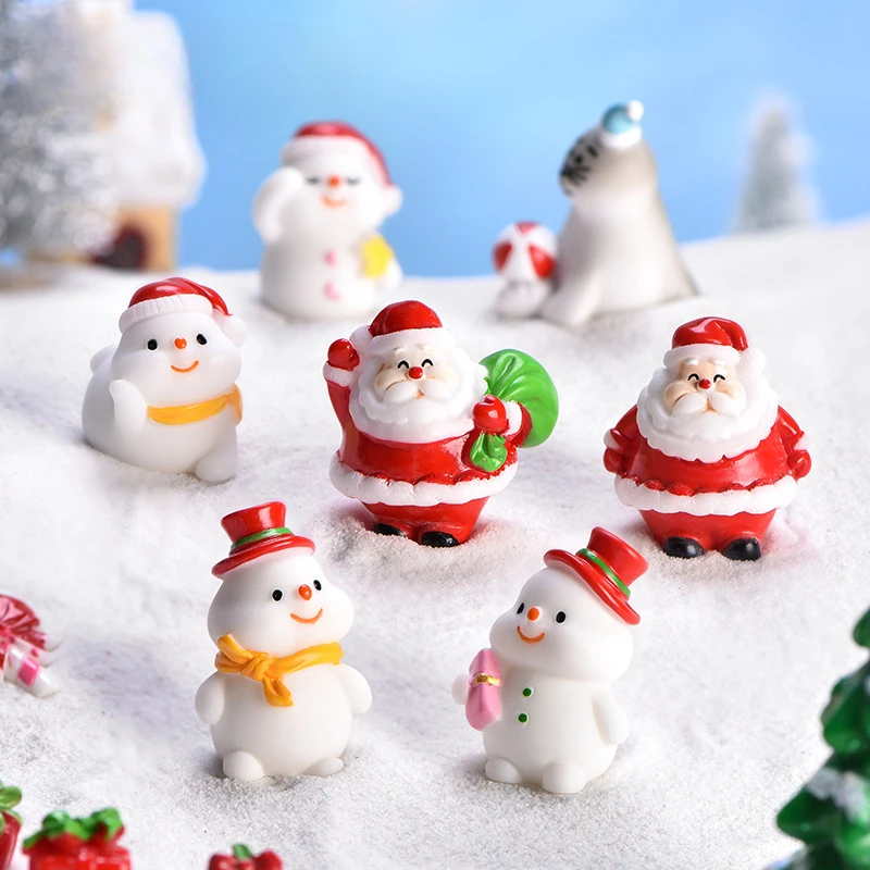 Новые Микроландшафтные украшения в виде Санта-Клауса и Снеговика, Милые украшения для дома ручной работы, настольные Статуэтки Kawaii, Рождественские Фигурки Изображение 0