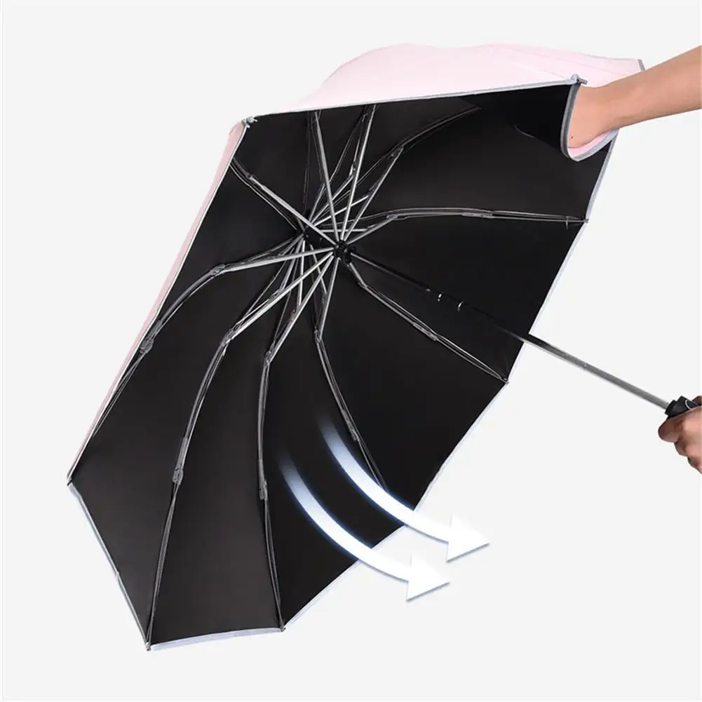 Перевернутый зонт, ветрозащитный, защищающий от ультрафиолета, автоматический складной зонт, ночная светоотражающая полоса, 10 ребер, Автоматическое открытие / закрытие обратного зонта Изображение 2