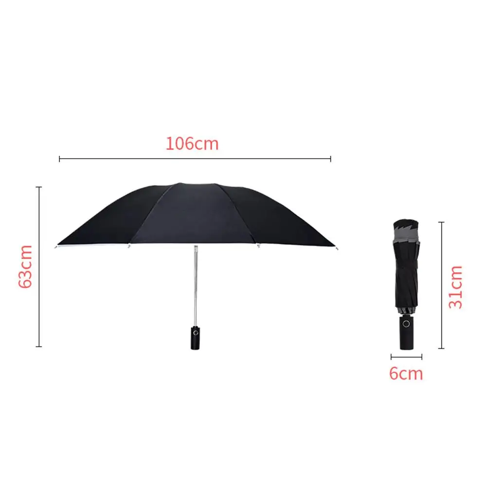 Перевернутый зонт, ветрозащитный, защищающий от ультрафиолета, автоматический складной зонт, ночная светоотражающая полоса, 10 ребер, Автоматическое открытие / закрытие обратного зонта Изображение 5