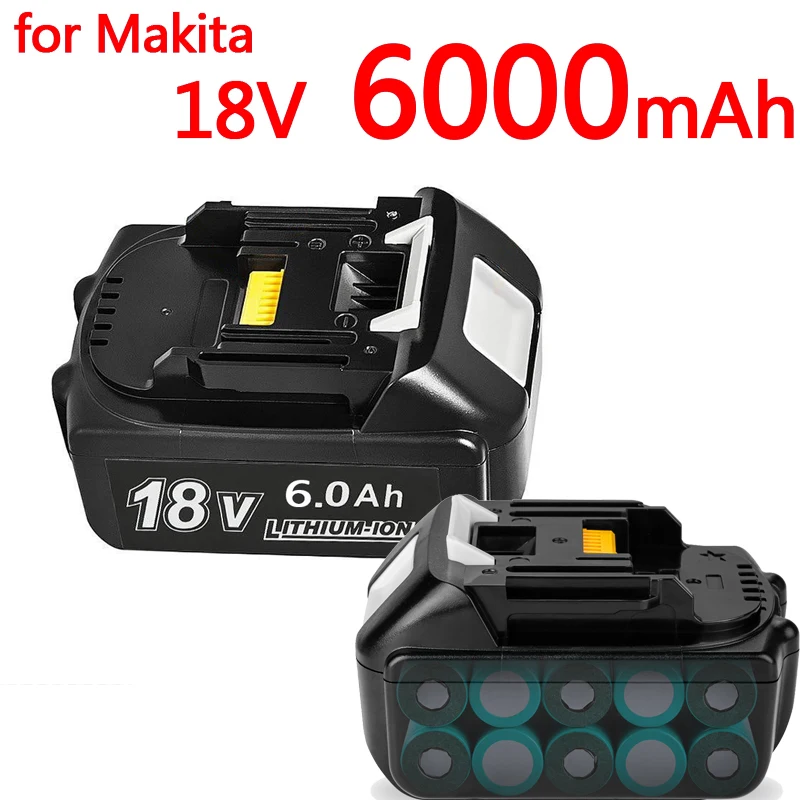 100% Оригинальный Аккумулятор Makita 18V Makita 6000mAh Для Электроинструментов со Светодиодной Литий-ионной Заменой LXT BL1860B BL1860 BL1850 Изображение 0