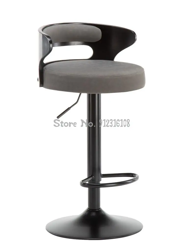 Барный стол Nordic, подъемный стул для стойки регистрации, высокий барный стул из массива дерева, вращающаяся спинка, современные простые IMS Изображение 0