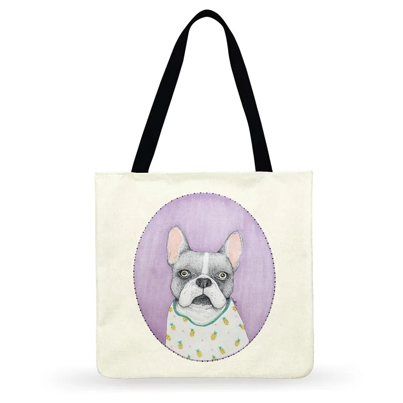 Женская сумка через плечо в скандинавском стиле с рисунком собаки; женская сумка-тоут; повседневная сумка-тоут; складная сумка для покупок; уличные пляжные сумки Изображение 1