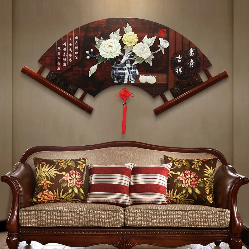 Декоративная роспись фоновая фреска Китайская спальня столовая резьба по нефриту из массива дерева подвесная нефритовая роспись Изображение 0