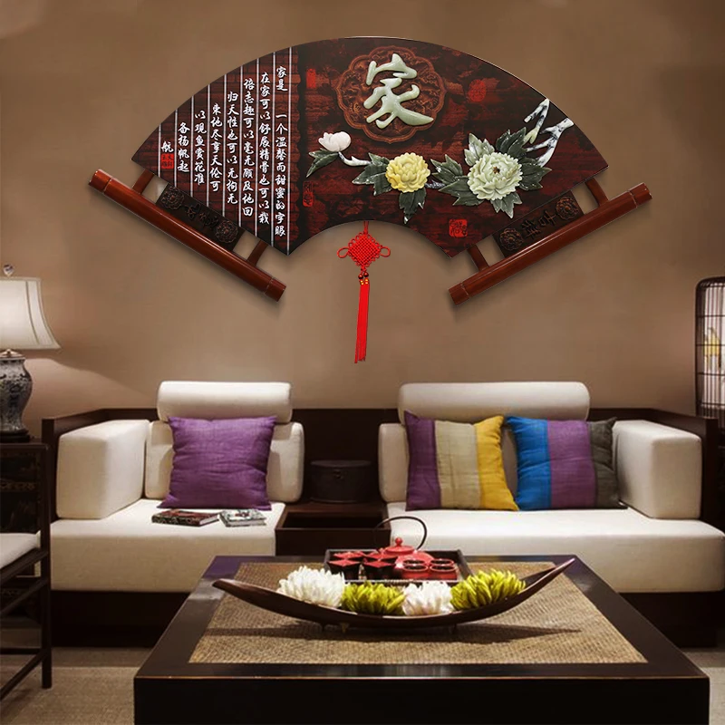 Декоративная роспись фоновая фреска Китайская спальня столовая резьба по нефриту из массива дерева подвесная нефритовая роспись Изображение 1