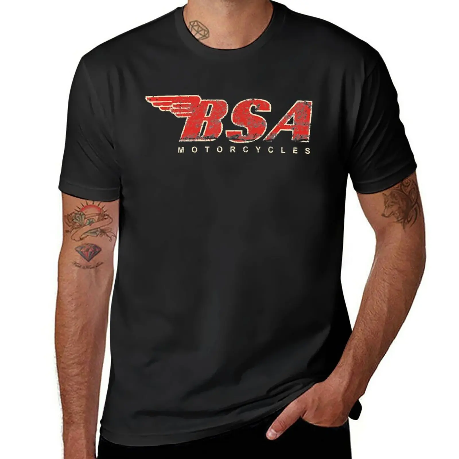 Новая футболка BSA-Motorcycle - BSA Motorcycle Tee с потертым логотипом, Классическая футболка нового выпуска, футболки оверсайз для мужчин Изображение 0