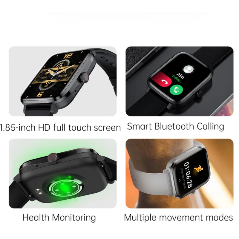 Смарт-часы с Bluetooth-вызовом Для мужчин, 1,85-дюймовый Голосовой ассистент, мониторинг сердечного ритма, Спортивный фитнес-трекер, музыкальные смарт-часы с NFC для женщин Изображение 1