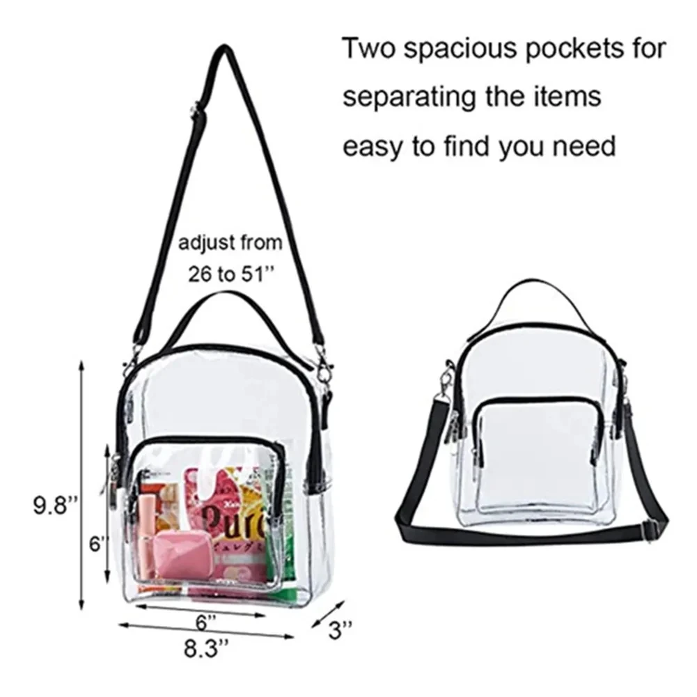 Женские прозрачные сумки через плечо, простые модные прозрачные сумки на молнии, женская сумочка из ПВХ для аэропорта или стадиона Изображение 4