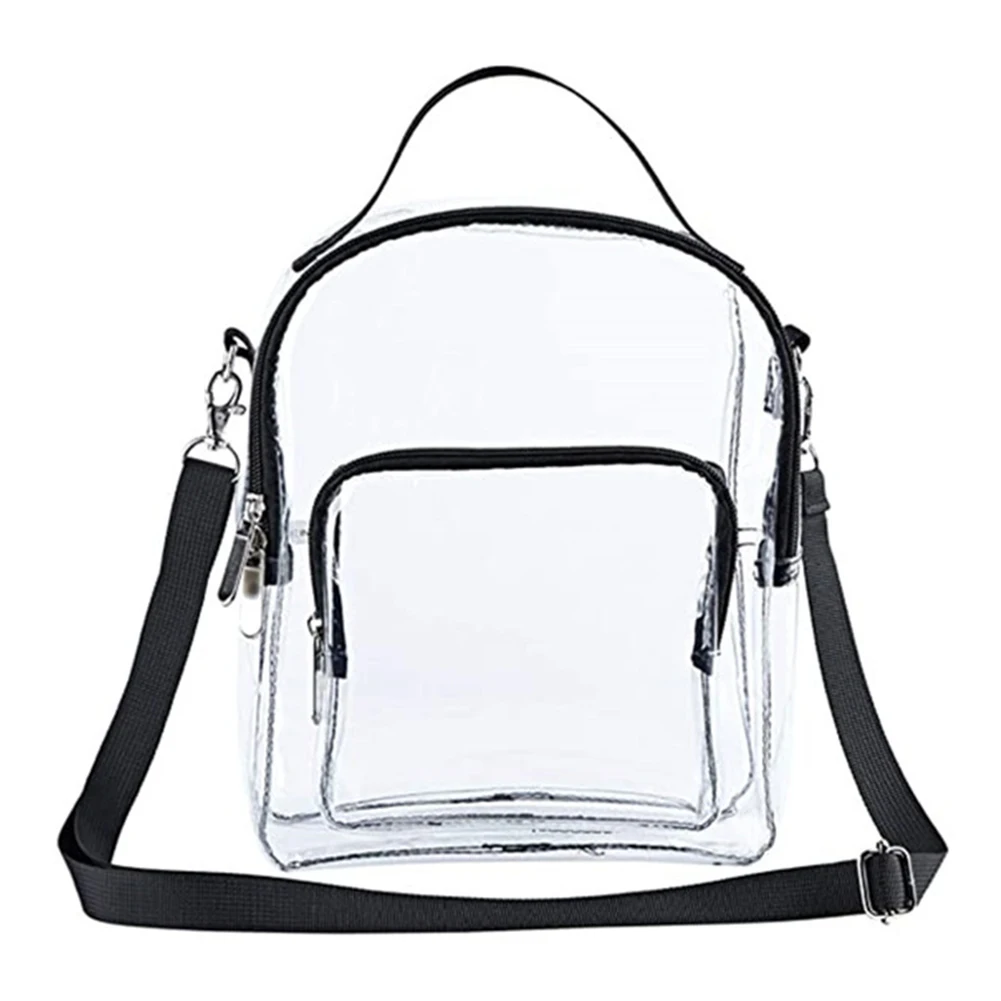 Женские прозрачные сумки через плечо, простые модные прозрачные сумки на молнии, женская сумочка из ПВХ для аэропорта или стадиона Изображение 5