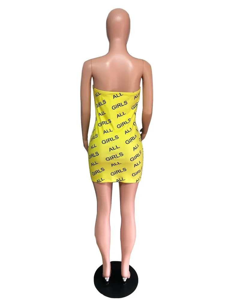 Летние короткие платья для девочек с буквенным принтом Y2k, уличная одежда, сексуальные платья без бретелек, с открытыми плечами, без рукавов, цельное облегающее короткое платье Изображение 5