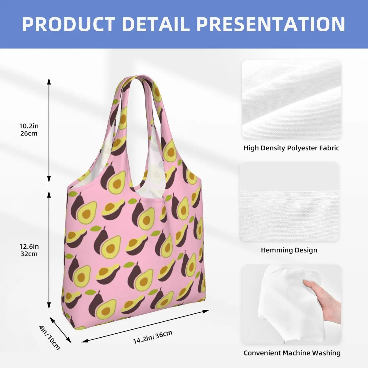 Сумка для покупок с рисунком авокадо, женская сумка для покупок с забавными фруктами, веганская холщовая сумка для покупок через плечо, сумки большой емкости, сумки Изображение 3
