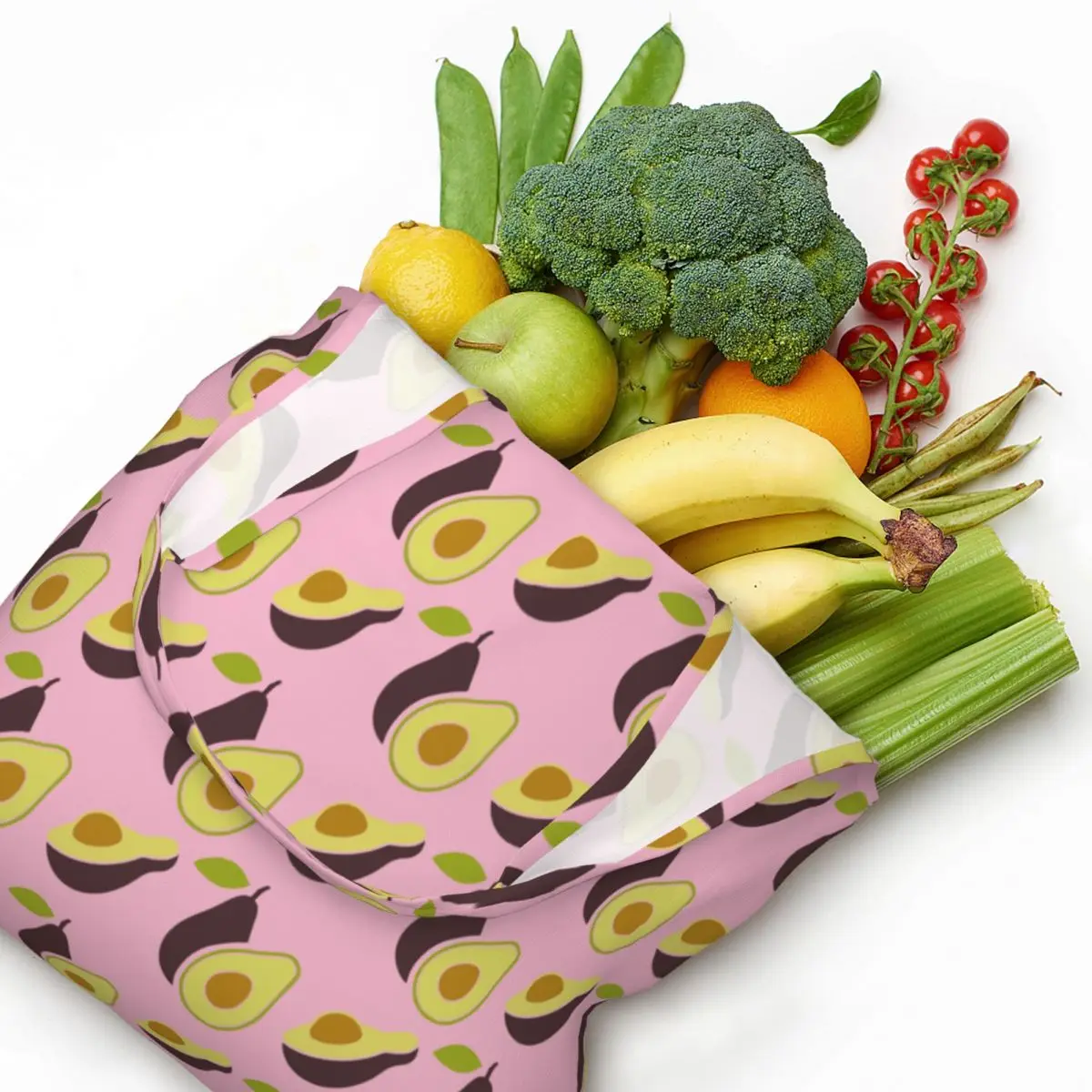 Сумка для покупок с рисунком авокадо, женская сумка для покупок с забавными фруктами, веганская холщовая сумка для покупок через плечо, сумки большой емкости, сумки Изображение 4