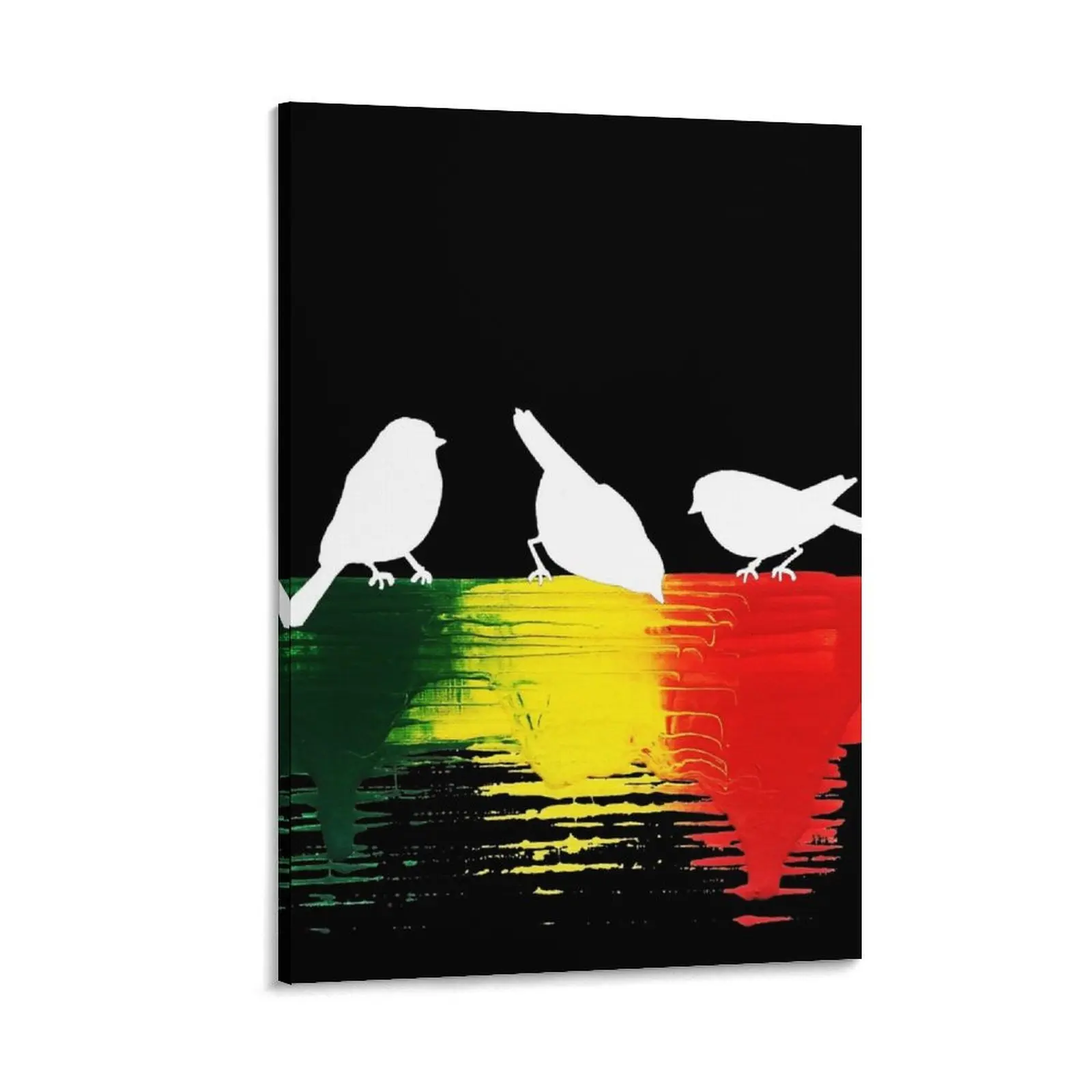 Три птички с цветами Раста Картина на холсте Украшение стены плакат декор Изображение 0