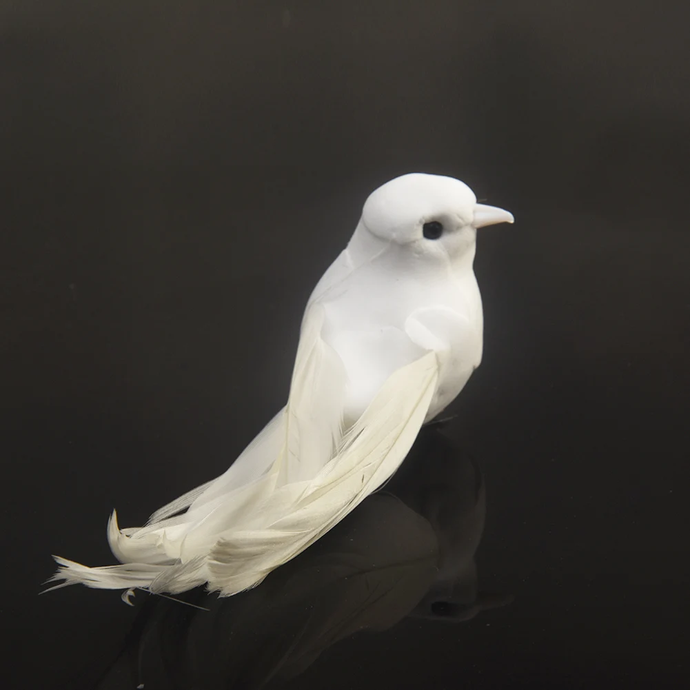Белые миниатюрные милые украшения из искусственных голубей, декор для птиц, пенопластовые мини-поделки Изображение 1
